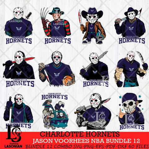 Charlotte Hornets Jason Voorhees NBA Bundle 12 SVG Eps Dxf Png File, Bundle NBA svg, Digital Download, Instant Download