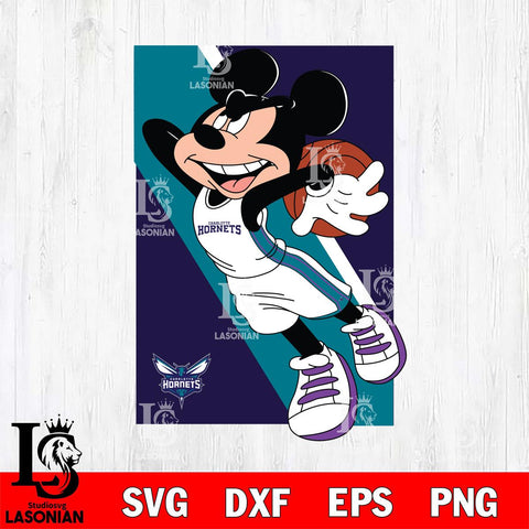Charlotte Hornets Mickey Minne 6 Nba Svg Eps Dxf Png File, NBA svg, Digital Download, Instant Download