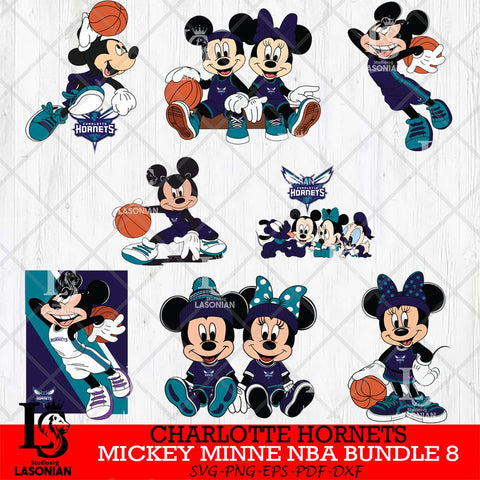Charlotte Hornets  Mickey Minne NBA Bundle 8 SVG Svg Eps Dxf Png File, NBA svg, Digital Download, Instant Download