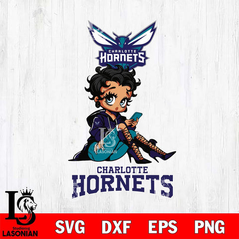 Charlotte Hornets Style Black Fan Girl Betty Boop