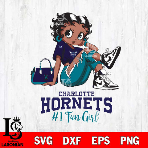 Charlotte Hornets #1 Black Fan Girl Betty Boop