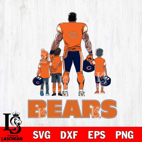Chicago Bears 4 Father and son Rugby SVG DXF EPS PNG FILE,NFL SVG, Father day Digital Download,Instant Download, Silhouette