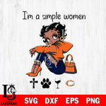 Chicago Bears Betty Boop Black Fan I Am Simple Women Svg Eps Dxf Png File, Digital Download