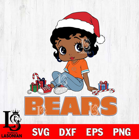 Chicago Bears Betty Boop Christmas File Cut, NFL SVG DXF EPS PNG PDF File, Digital Download , Criucut , Silhouette
