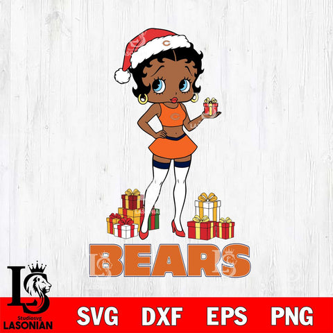 Chicago Bears Betty Boop Christmas Gift File Cut, NFL SVG DXF EPS PNG PDF File, Digital Download , Criucut , Silhouette