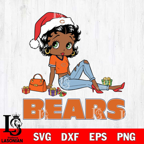 Chicago Bears Betty Boop Christmas Packing File Cut, NFL SVG DXF EPS PNG PDF File, Digital Download , Criucut , Silhouette