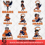 Chicago Bears Black Fan Girl Betty Boop Bundle 9 Svg Eps Dxf Png File, Digital Download, Instant Download