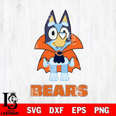 Chicago Bears Bluey Dracula Halloween Svg Eps Dxf Png File, Digital Download, Instant Download