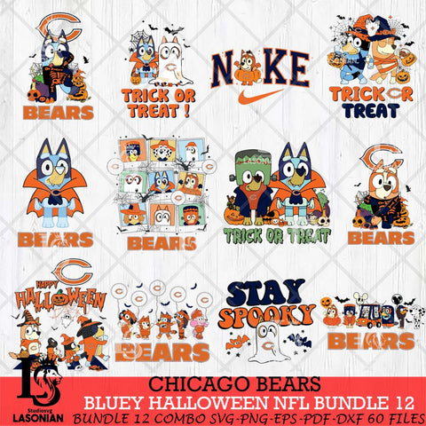 Chicago Bears Bluey Halloween 12 SVG Svg Eps Dxf Png File, Digital Download, Instant Download