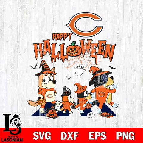 Chicago Bears Bluey Halloween Family Svg Eps Dxf Png File, Digital Download, Instant Download