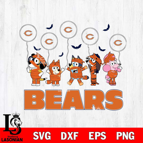 Chicago Bears Bluey Halloween Spooky Svg Eps Dxf Png File, Digital Download, Instant Download