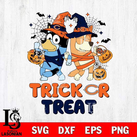 Chicago Bears Bluey Trick or Treat Halloween 2 Svg Eps Dxf Png File, Digital Download, Instant Download