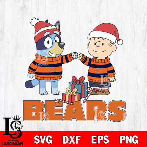 Chicago Bears Bluey With Charlie Brown Christmas Cricut,Christmas SVG DXF EPS PNG FILE, Digital Download,Instant Download, Silhouette