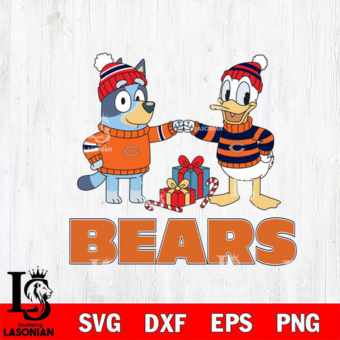 Chicago Bears Bluey With Donald Duck Christmas Cricut,Christmas SVG DXF EPS PNG FILE, Digital Download,Instant Download, Silhouette