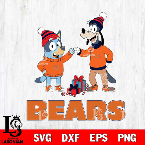 Chicago Bears Bluey With Goofy Christmas Cricut,Christmas SVG DXF EPS PNG FILE, Digital Download,Instant Download, Silhouette