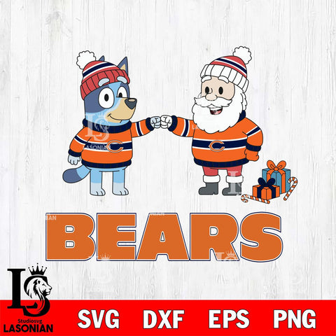Chicago Bears Bluey With Satan Christmas Cricut,Christmas SVG DXF EPS PNG FILE, Digital Download,Instant Download, Silhouette