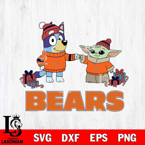 Chicago Bears Bluey With Yoda Christmas Cricut,Christmas SVG DXF EPS PNG FILE, Digital Download,Instant Download, Silhouette