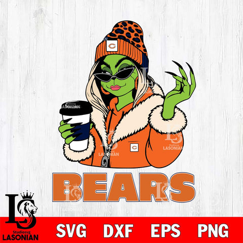 Chicago Bears Boujee Grinch Girls Christmas Svg Eps Dxf Png File,Cricut svg files, Digital Download, Instant Download