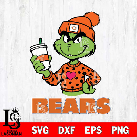 Chicago Bears Boujee Grinch Heart Christmas Svg Eps Dxf Png File,Cricut svg files, Digital Download, Instant Download