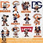 Chicago Bears Disney Characters NFL Bundle 12 Svg Eps Dxf Png File, Digital Download, Instant Download