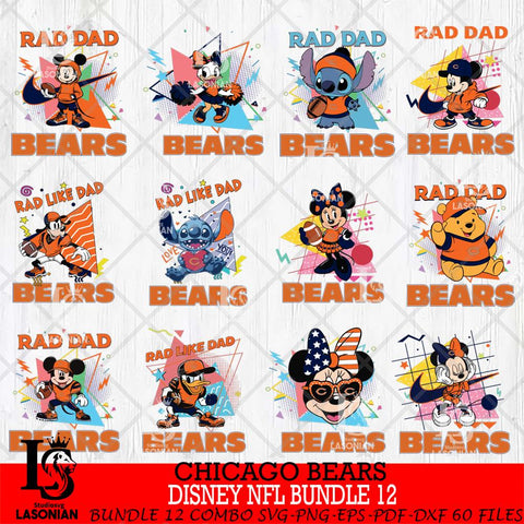 Chicago Bears Disney Rad Dad NFL Bundle 12 SVG DXF EPS PNG FILE, Father day File Cut,Digital Download,Instant Download,Disney Svg Files