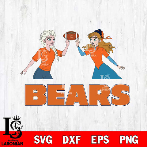Chicago Bears Elsa & Anna Football Cricut,Christmas SVG DXF EPS PNG FILE, Digital Download,Instant Download, Silhouette