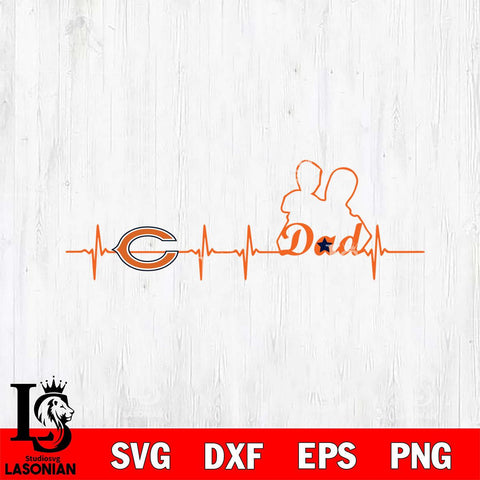 Chicago Bears Father Heart Beat Svg Eps Dxf Png File, Digital Download, Instant Download