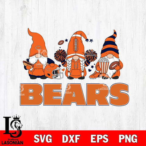 Chicago Bears Gnome Fan File Cut, NFL SVG, Digital Download , CHRISTMAS Criucut , Silhouette