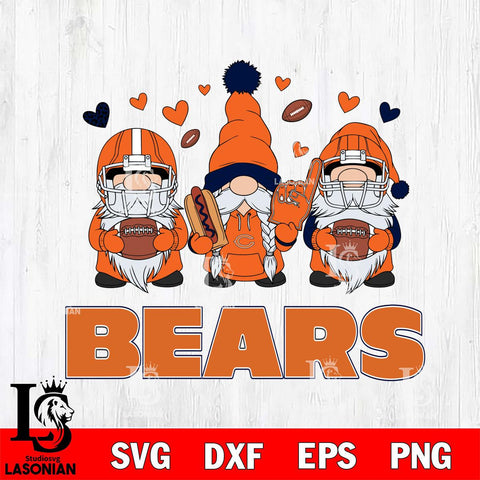 Chicago Bears Gnome Rugby File Cut, NFL SVG, Digital Download , CHRISTMAS Criucut , Silhouette