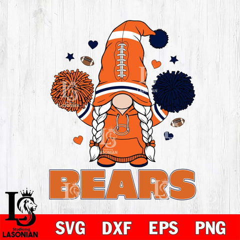 Chicago Bears Gnome cheerleader File Cut, NFL SVG, Digital Download , CHRISTMAS Criucut , Silhouette