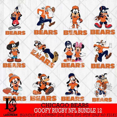 Chicago Bears Goofy Rugby NFL Bundle 12 SVG DXF EPS PNG FILE,NFL bundle svg ,Football Digital Download,Instant Download, Silhouette