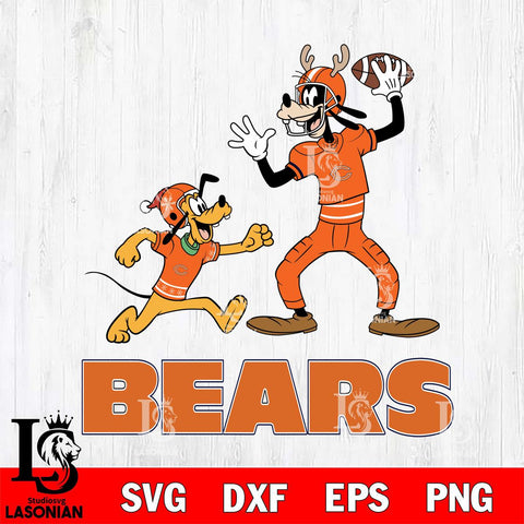 Chicago Bears Goofy & Pluto Football Cricut,Christmas SVG DXF EPS PNG FILE, Digital Download,Instant Download, Silhouette