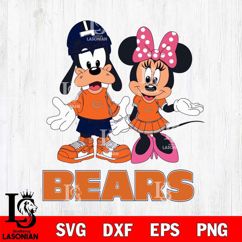 Chicago Bears Goofy and Minnie mouse Football SVG DXF EPS PNG FILE,NFL Cricut ,Football Digital Download,Instant Download, Silhouette