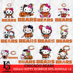 Chicago Bears Hello Kitty Horror NFL Bundle 12 SVG Eps Dxf Png File, NFL svg, Digital Download, Instant Download