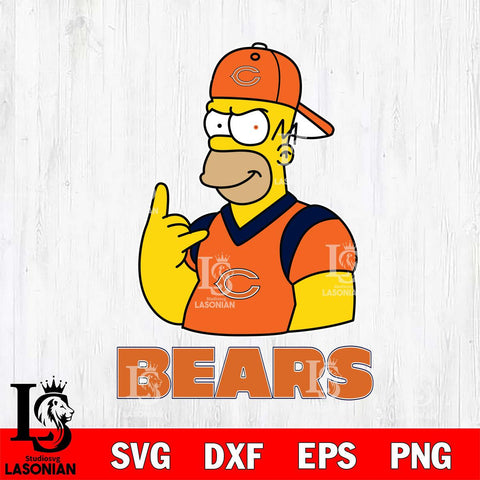 Chicago Bears Homer Simpson Football Cricut, NFL SVG DXF EPS PNG FILE, Digital Download,Instant Download, Silhouette