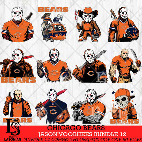 Chicago Bears Jason Voorhees Horror Bundle 12 SVG Svg Eps Dxf Png File,Bundle NFL svg, Digital Download, Instant Download