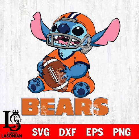 Chicago Bears Lilo and stitch Football SVG DXF EPS PNG FILE, Stitch File Cut,NFL Digital Download,Instant Download, Silhouette
