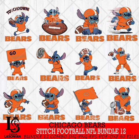 Chicago Bears Lilo and stitch Football NFL Bundle 12 SVG DXF EPS PNG FILE, NFL File Cut, Digital Download,Instant Download, Silhouette, Cricut