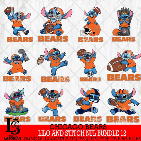 Chicago Bears Lilo and stitch Sport NFL Bundle 12 SVG DXF EPS PNG FILE,Bundle Stitch File Cut,NFL Digital Download,Instant Download, Silhouette