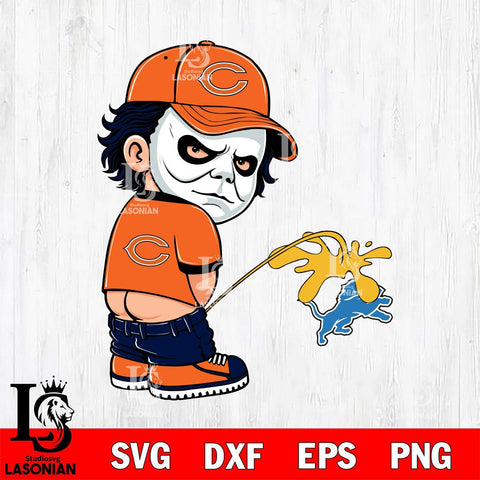 Chicago Bears Michael Myers Piss On Detroit Lions Svg Eps Dxf Png File, Digital Download, Instant Download