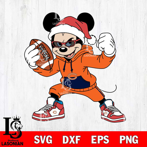 Chicago Bears Mickey Cool Football Christmas File Cut, NFL SVG DXF EPS PNG FILE, Digital Download , Criucut , Silhouette
