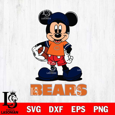Chicago Bears Mickey Football Cricut, NFL SVG DXF EPS PNG FILE, Digital Download,Instant Download, Silhouette