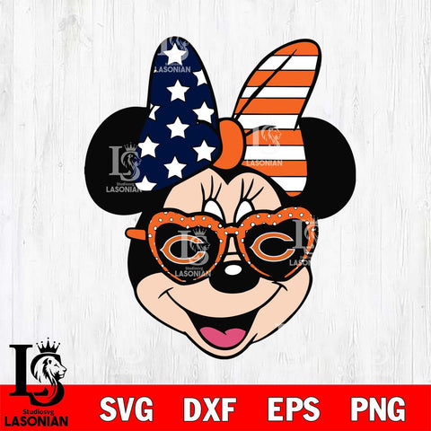 Chicago Bears Minnie Mouse Love Svg Eps Dxf Png File, Digital Download, Instant Download