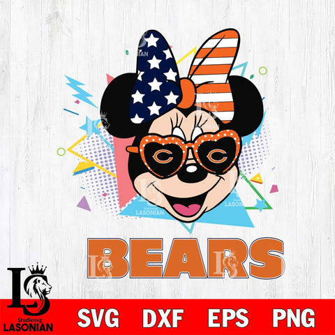 Chicago Bears Minnie Mouse Love Sport SVG DXF EPS PNG FILE, Disney Father day File Cut,Digital Download,Instant Download,Disney Svg Files