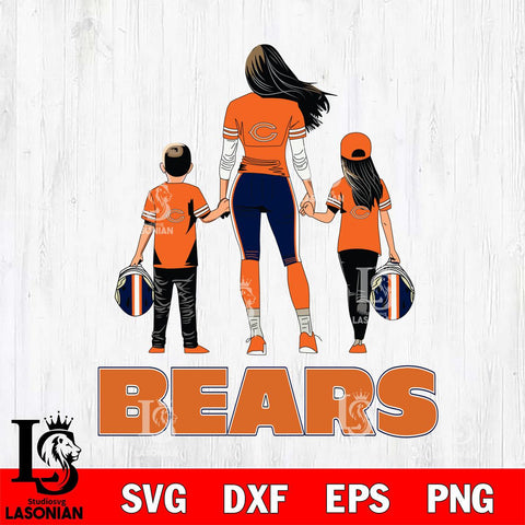 Chicago Bears Mother and son Rugby SVG DXF EPS PNG FILE,NFL SVG, Father day Digital Download,Instant Download, Silhouette