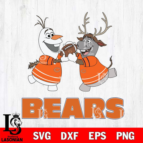 Chicago Bears Olaf & Sven Football Cricut,Christmas SVG DXF EPS PNG FILE, Digital Download,Instant Download, Silhouette