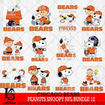 Chicago Bears Peanuts Snoopy Player NFL Bundle 12 SVG DXF EPS PNG FILE,Snoopy File Cut, bundle nfl Digital Download,Instant Download, Silhouette