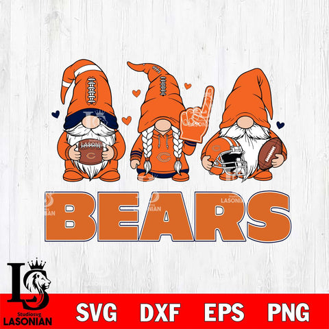 Chicago Bears Rugby Gnome File Cut, NFL SVG, Digital Download , CHRISTMAS Criucut , Silhouette