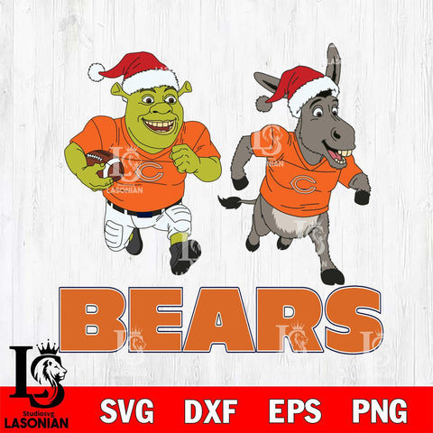 Chicago Bears Shrek and Donkey Football Cricut,Christmas SVG DXF EPS PNG FILE, Digital Download,Instant Download, Silhouette