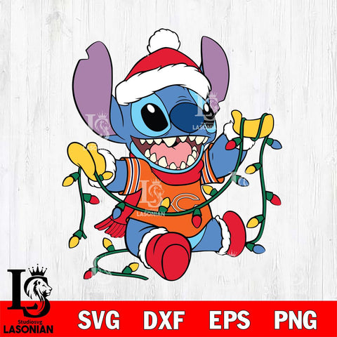Chicago Bears Stitch Christmas Lights Svg Eps Dxf Png File, Digital Download, Instant Download